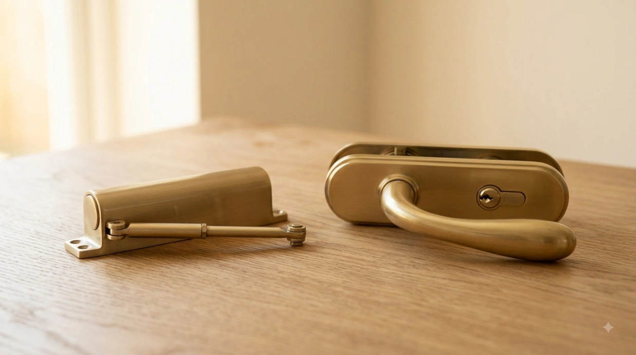 Easy-grip lever handles and door closers suited to a care home environment